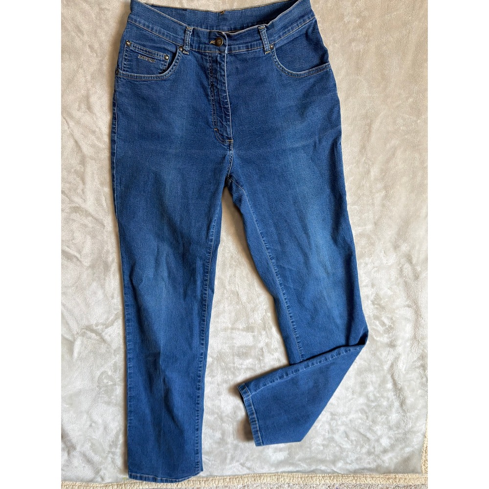 Blue Willi's Women High Waisted Straight Leg Jeans Medium Wash Denim Blue